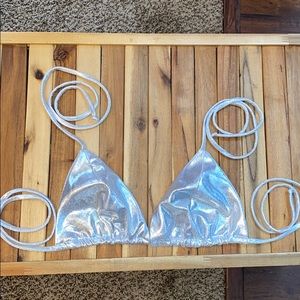 Silver bikini top